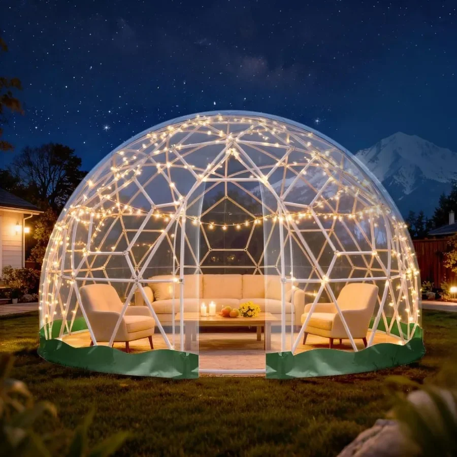 

12 x 7.2 FT Garden Dome Tent Outdoor TPU Greenhouse for 4-8 Person Greenhouse Garden Tent with Window Waterproof Clear Dome Ten