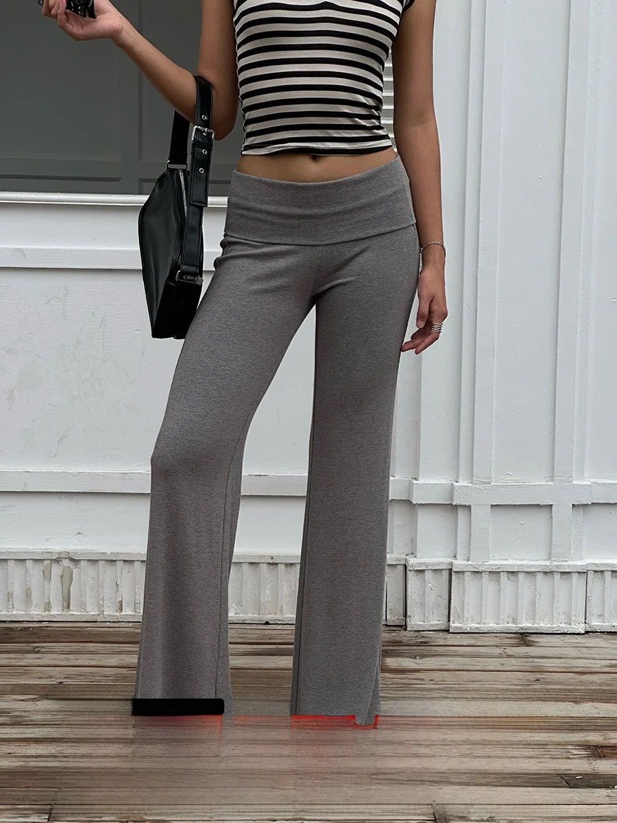 

Американские ретро-брюки с высокой талией, прямые, повседневные, однотонные, летние, стройнящие, струящиеся, слегка расклешенные, GO GO BURN