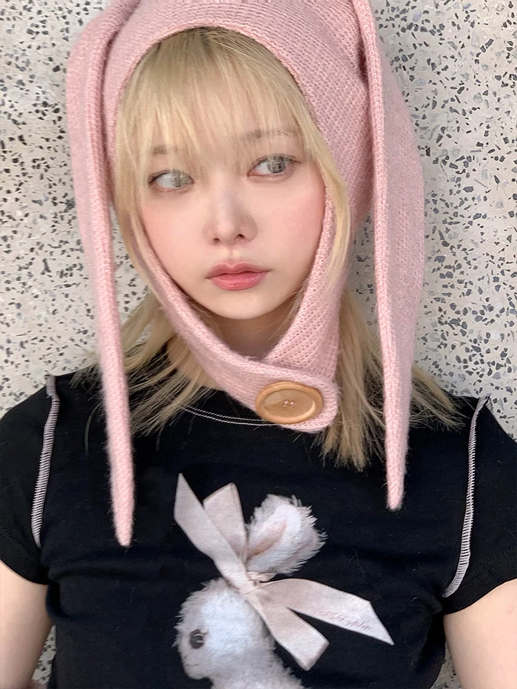 

Футболка Slim Fit ort Sve Женская летняя irt с принтом кролика Оригинальный кукольный дизайн Ширина oulder Обычная круглая Ne ort...