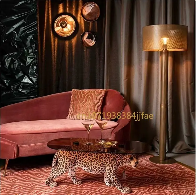 Mesa de centro de lujo con Base de animales para sala de estar, mesa moderna de cristal, diseño Basse, negro, Pantera, leopardo