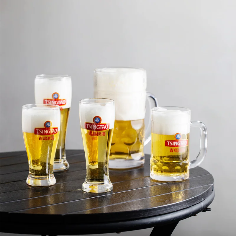 Tsingtao Beer Glass Set - Craft, Pilsner, IPA Glasses, Sturdy Glassware, Classic Beer Gifts for Men, Beer Cups, Mugs, and Glasse