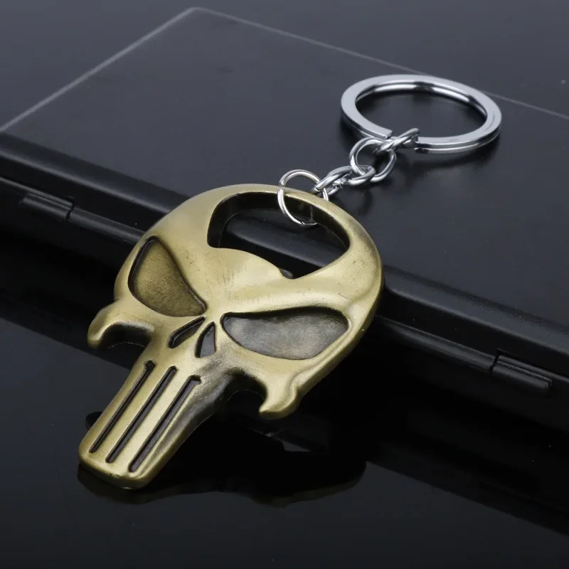 Skull Beer Bottle Opener Keychain Practical Ornaments Pendant Zinc Alloy Openers Gifts Gold Silver Kitchen Tools Accessories