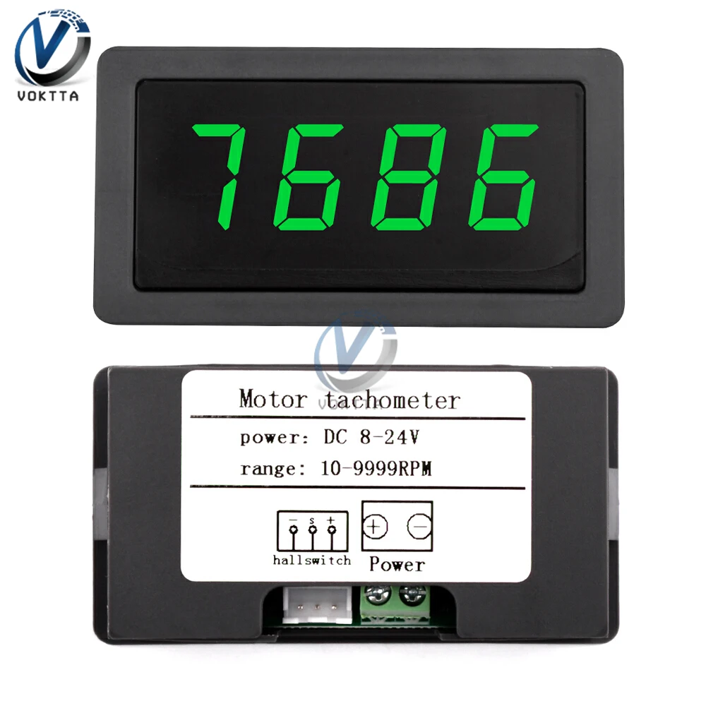 Contagiri con display a LED digitale 4 Contagiri DC 8-24V Contagiri ad alta precisione Misuratore di velocità con sensore Hall Interruttore NPN