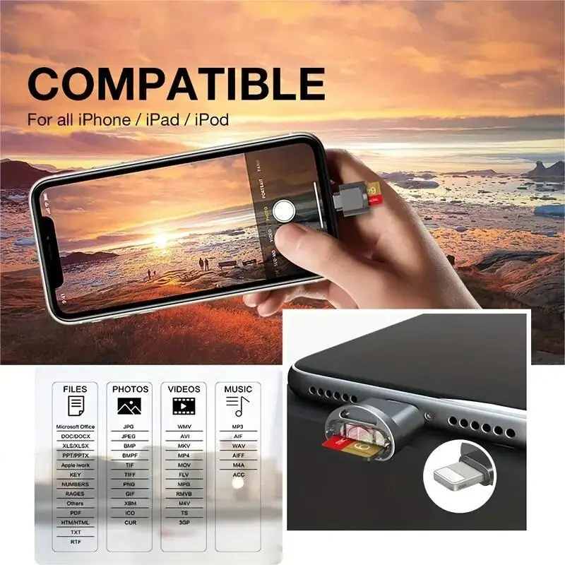 MINI SD TF Card Apple Card Reader Suitable For iPhone iPad Connection External Expansion Memory Card OTG Storage Card Adapter