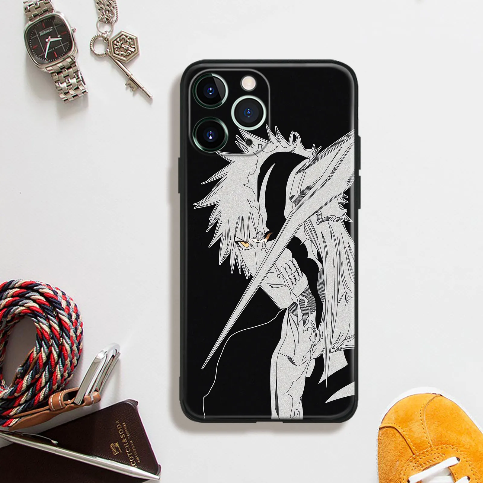 Anime TPU Tempered Glass Ichigo Manga Phone Case For iPhone 15 14 11 Pro Max 7 8 15 Plus 12 13 Mini Xr Xs