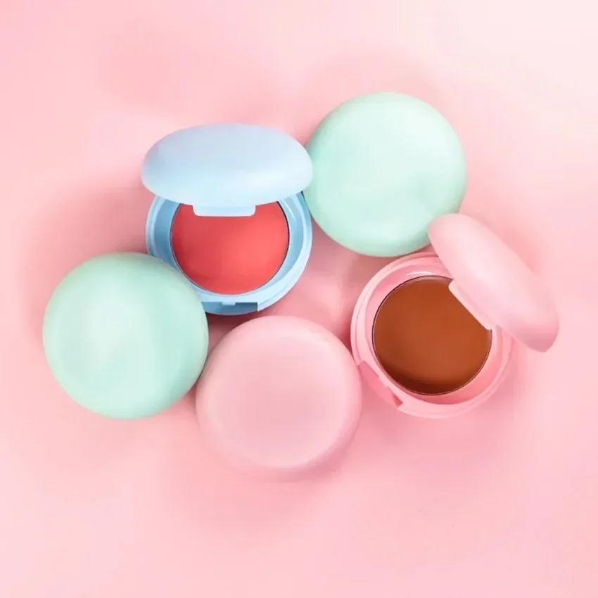 Custom Monochrome Macaron Container Blush Powder&Cream Natural Blush Palette Mineral Easy To Wear Portable Face Bulk Makeup