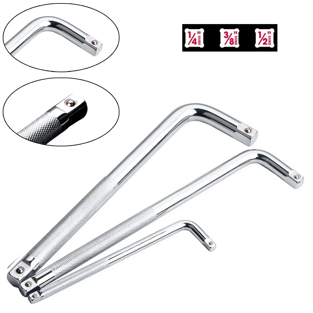 1/2 1/4 3/8 Socket Ratchet Wrench Extension Bar L-Type Double End Non-Slip Bent Bar 150/250mm Socket Connecting Rod Accessories