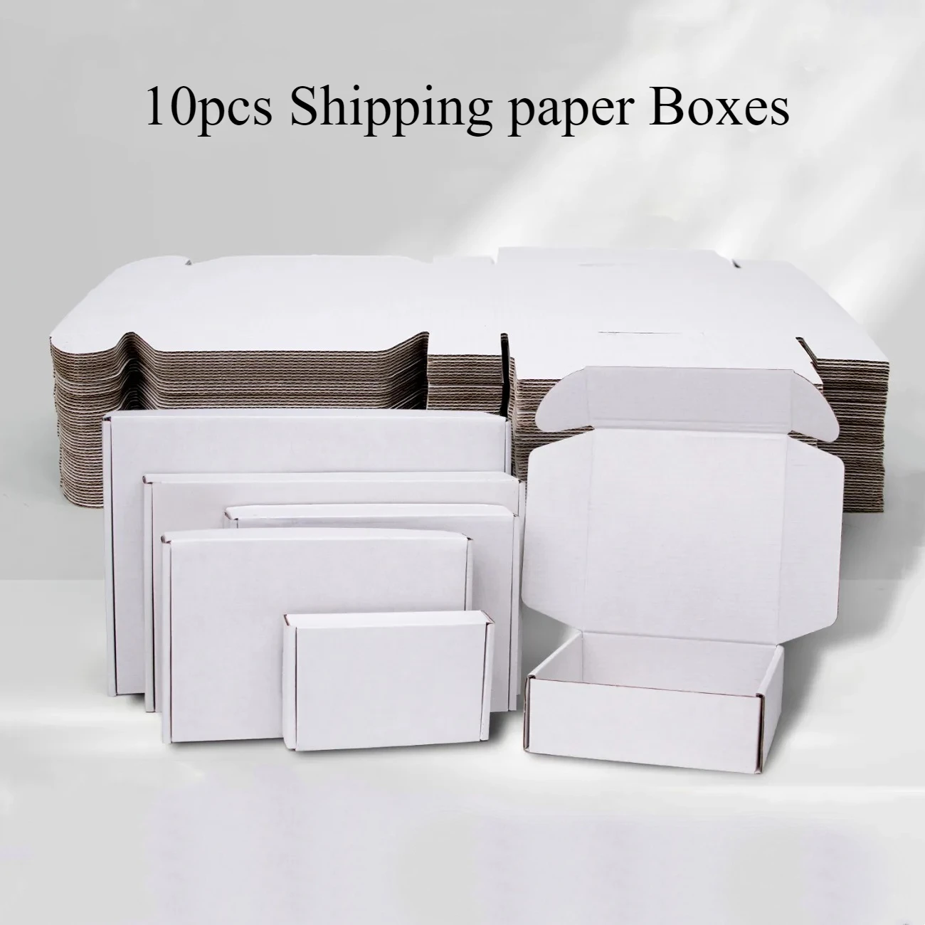 10 Uds. De papel corrugado de tres capas blanco de doble cara, caja superior, cajas de envío de transporte exprés, paquete de caja de papel
