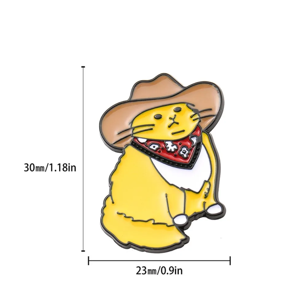 Śliczne Kawaii kowbojskie koty emaliowane szpilki Cartoon metalowe przypinki na klapę kotek biżuteria dla zwierząt przyjaciele dla dzieci