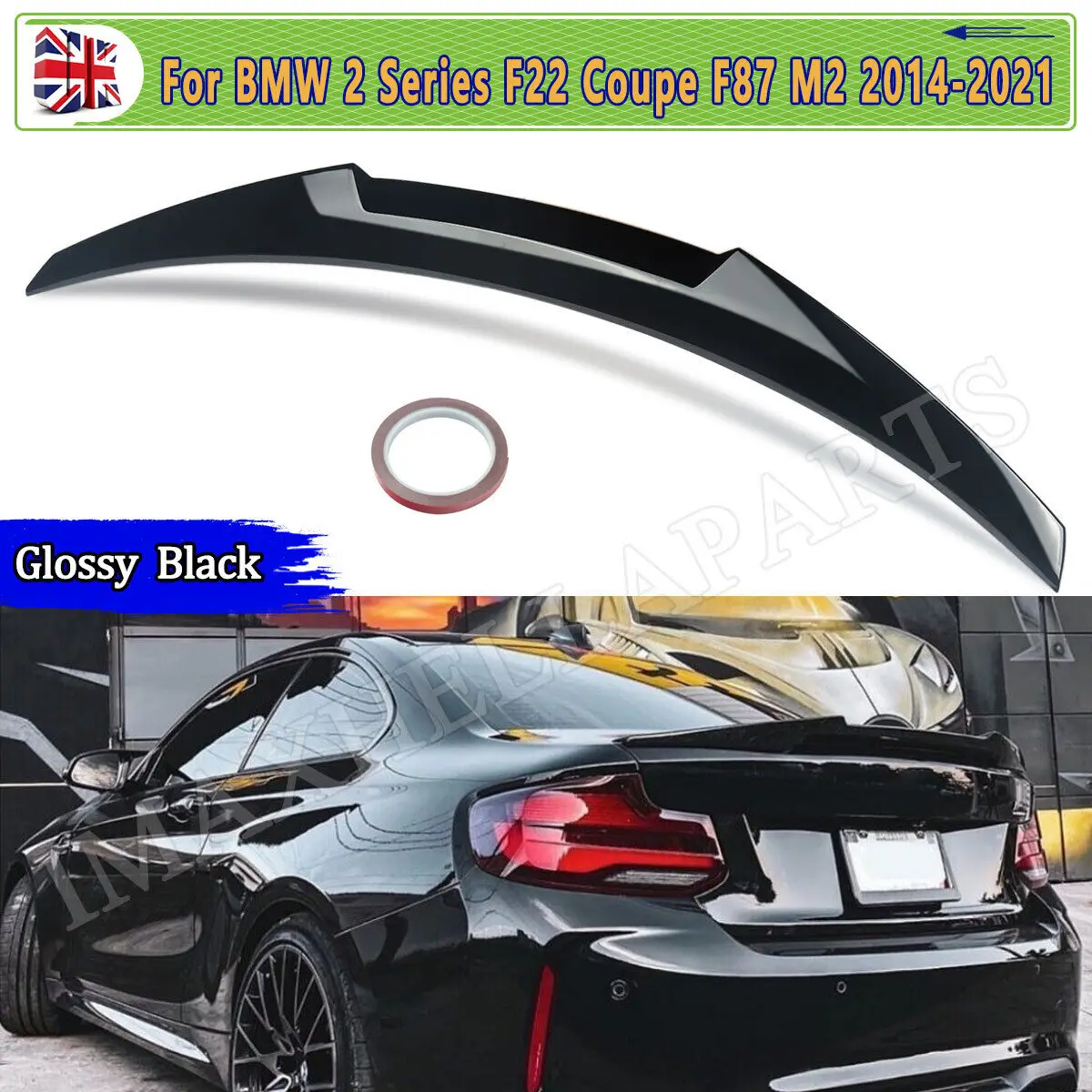 

FOR BMW 2 SERIES F22 Tail Spoilers Lip COUPE F87 218d 220d 220i 230i M4 STYLE 2014-2021 GLOSS BLACK REAR BOOT LIP SPOILER M240i