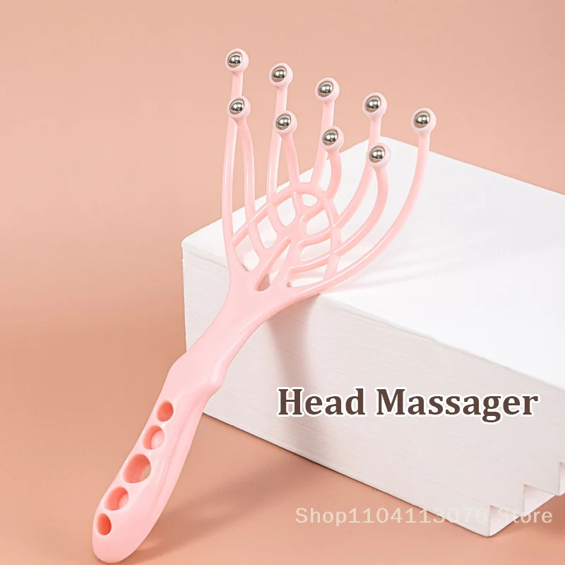 

9 Claws Head Massger Streamlined Ball Body Relaxation Scalp Massage Roller For Hair Growth Hand Held Hair Stress Relief Aid