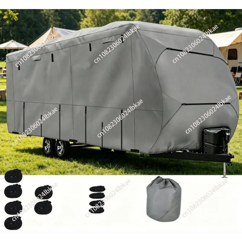 Outdoor camping multifunctional rv cover - waterproof oxford cloth trailer cover, universal fit with sunroof rv protective cover