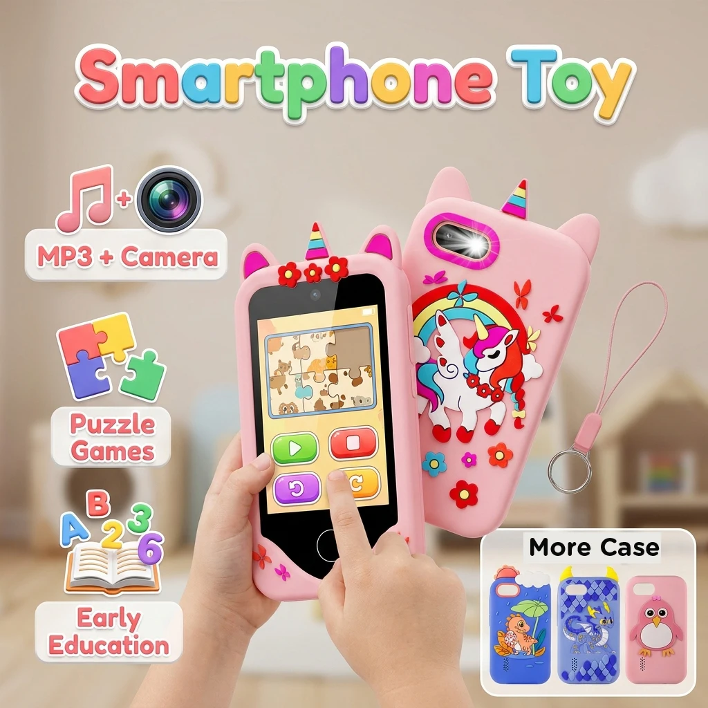 Smartphone Camera Kids Photos 2.8 Inch Touch Toy Smartphone Dual Camera 40+ Educational Games Parental Lock Birthday Boys Girls