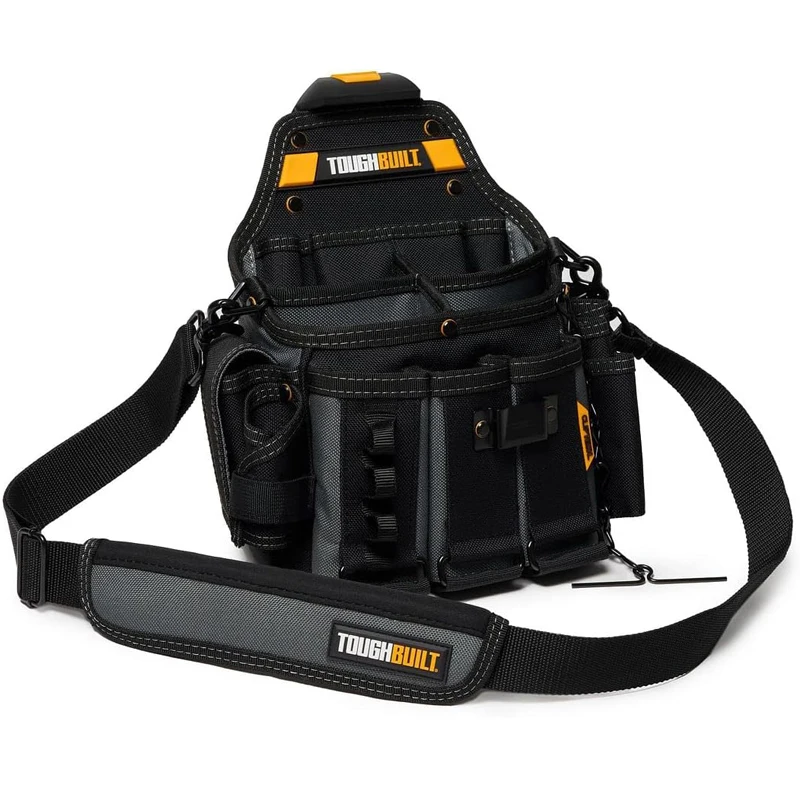 TOUGHBUILT TB-CT-104 حقيبة كهربائي رئيسي حزام كتف عالي السعة بناء قوي 25 جيوب حقيبة كهربائي