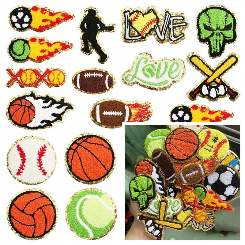 

Football rugby basketball Embroider iron on Patches, Clothing Decoration Stickers, children clothing Volleyball embroidery Patch