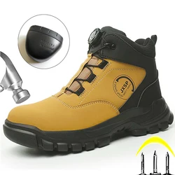 2026 New Rotating Button Work Boots Men Puncture-Proof Men Safety Boots Protective Shoes Indestructible Security Steel Toe Shoes