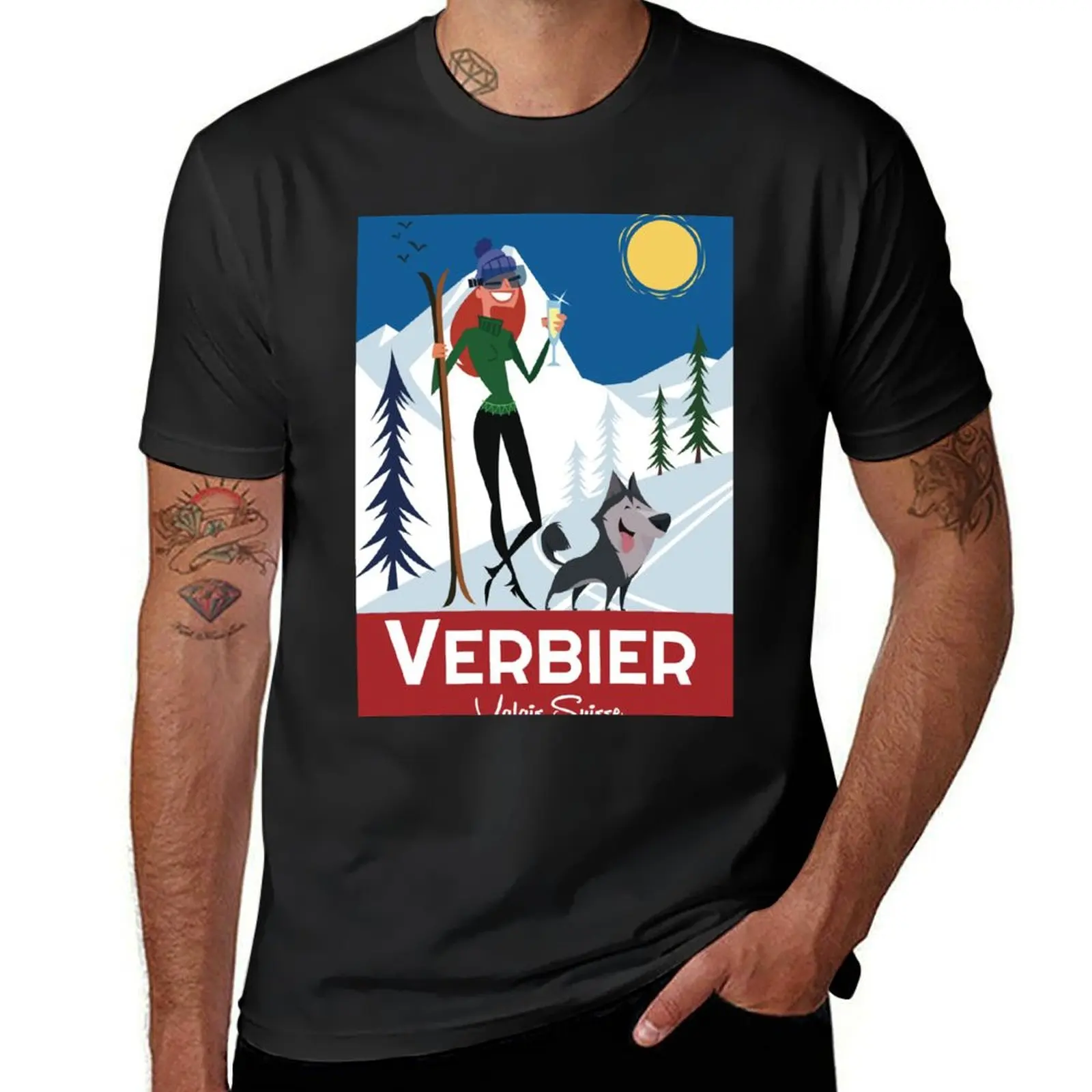 Verbier poster T-Shirt boys whites plus sizes quick-drying oversized sweat shirts, men