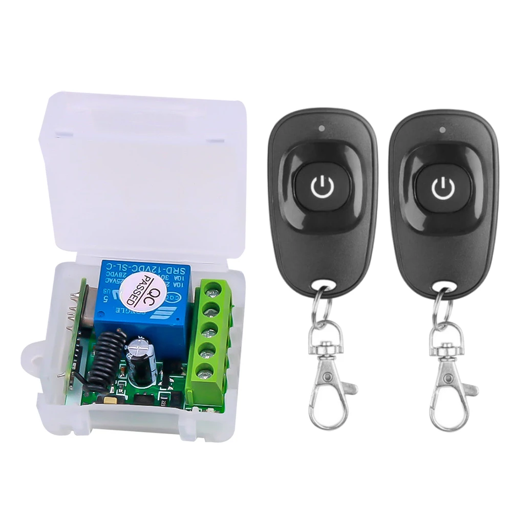 

433MHz Wireless RF Remote Control Switch DC 12V 10A 1CH Relay Receiver and 1 Button Transmitter For Electric Gate Door Open Lock