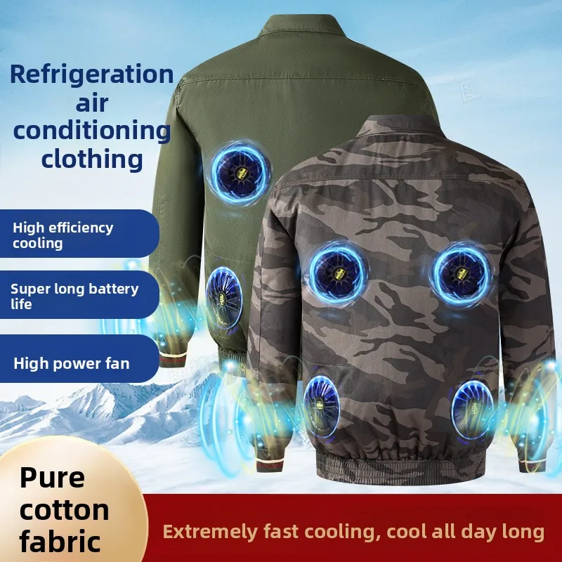 Fan Cooling Air Condition Workwear Breathable Thin Camouflage Cooling Vest for Welder Construction Gardening  Labor Uniform