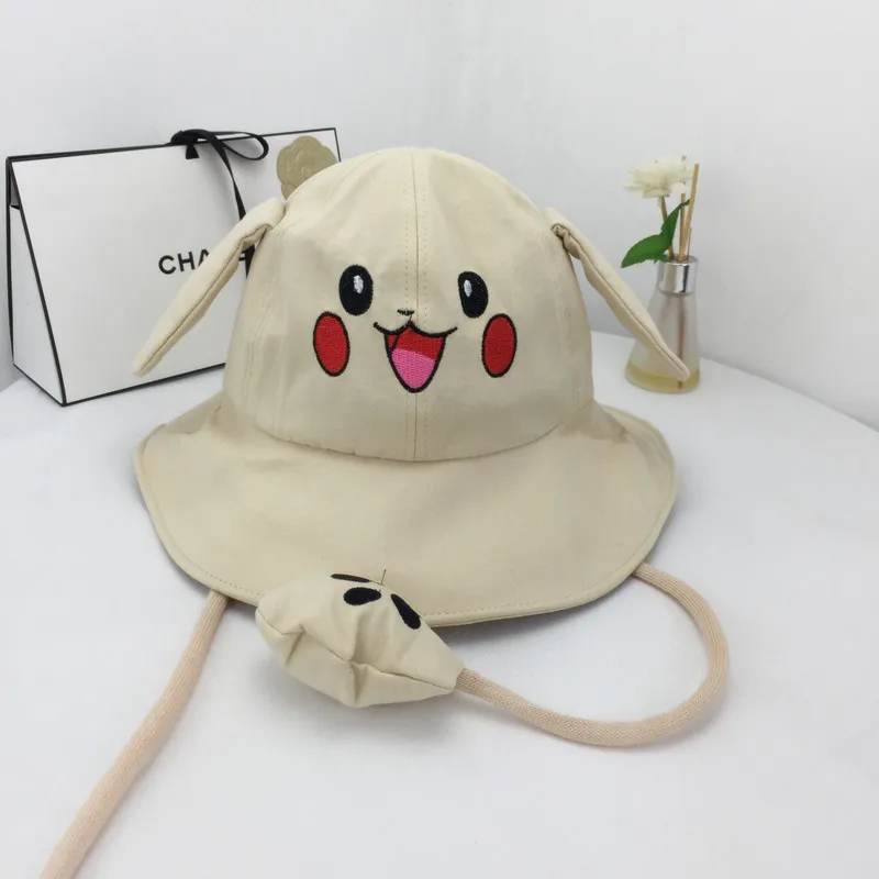 Pokemon Cartoon Pikachu Moving Ears Rabbit Hat Children\'s Boys Girls Summer Cute Kawaii ParentChild Bucket Hat Men Women Sun Hat