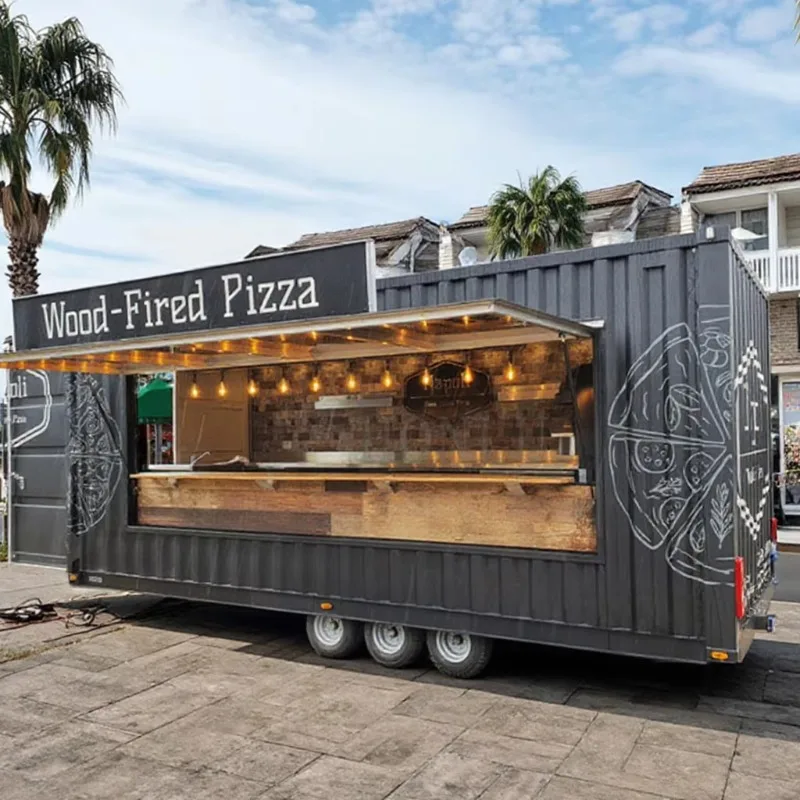 Container Bbq Restaurant Bar Fast Food  Pizza Trailer Mobile 20ft 40ft Commercial Container Kitchen for Sale Customized