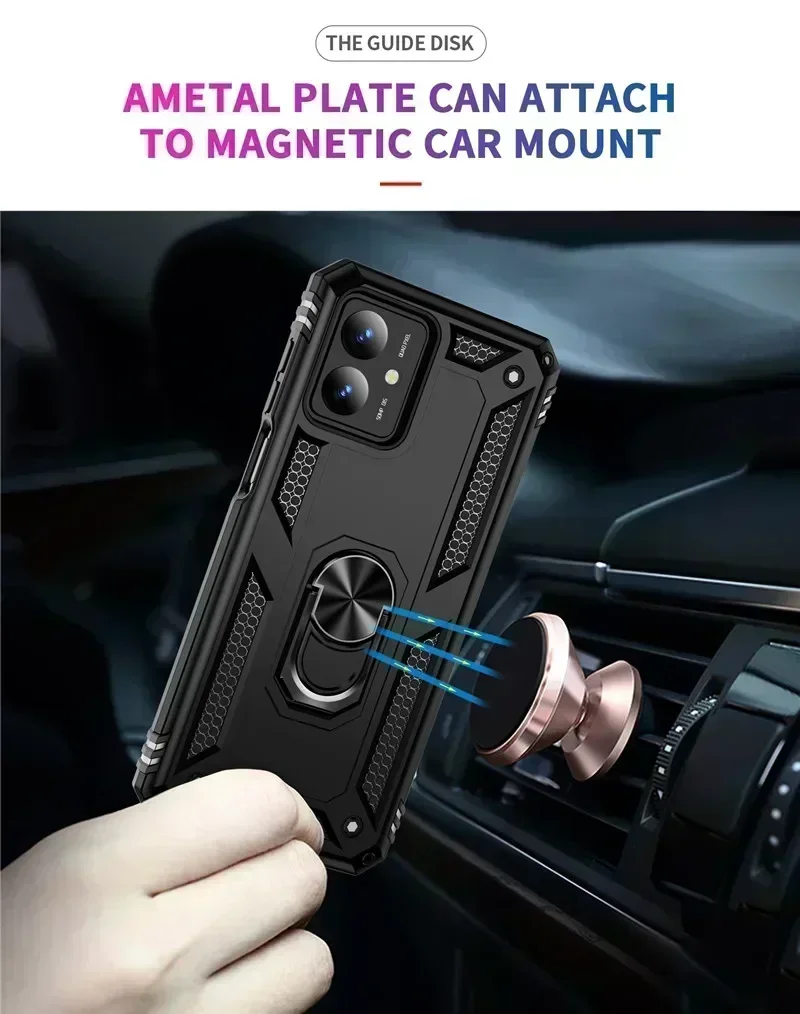 For Motorola Moto G14 Case Magnetic Car Ring Shockproof Armor Stand Holder Phone Cases For Moto G14 G 14 MotoG14 Back Cover