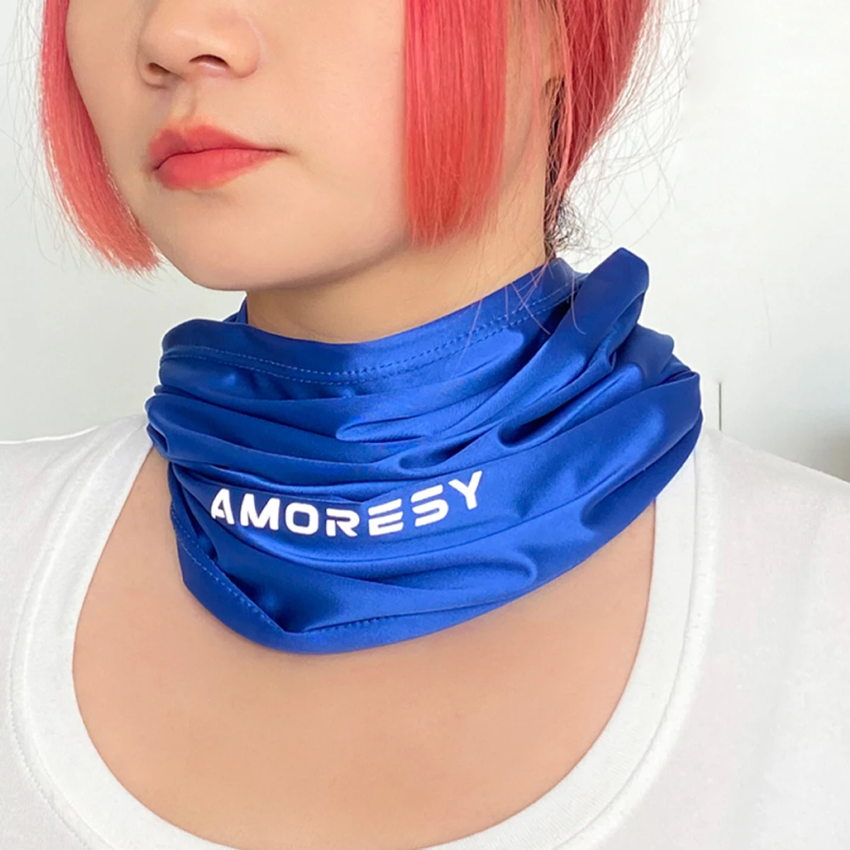 AMORESY Unisex Ice Silk Glossy Sunscreen Full Face Masks Bib Cover Headscarf Motorcycle Fishing Cycling Spandex Outdoor Scarves