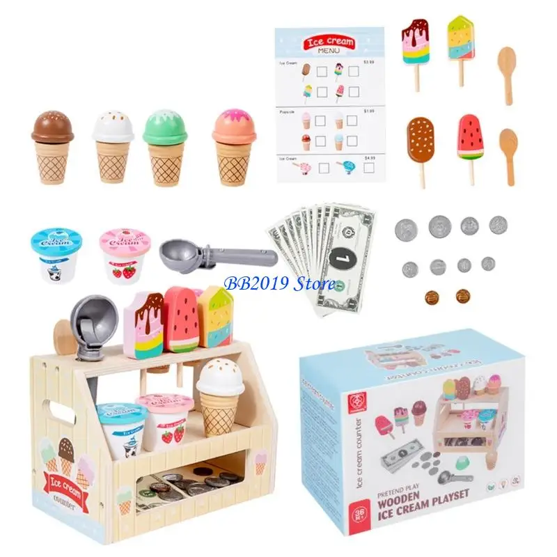 Q0KB Ice Cream Shop Playset per bambini Attività gioco immaginativo interattivo