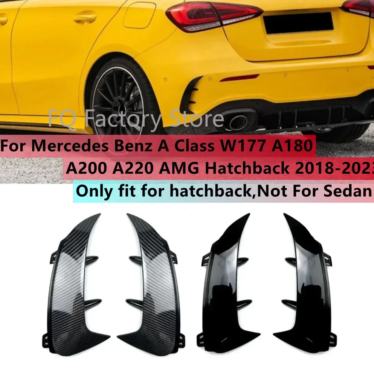 Für Mercedes Benz A-Klasse W177 A180 A200 A220 AMG Fließheck 2017-2023 Paar Heckstoßstangenverkleidung Lip Spoiler Aufkleber Fender Canards