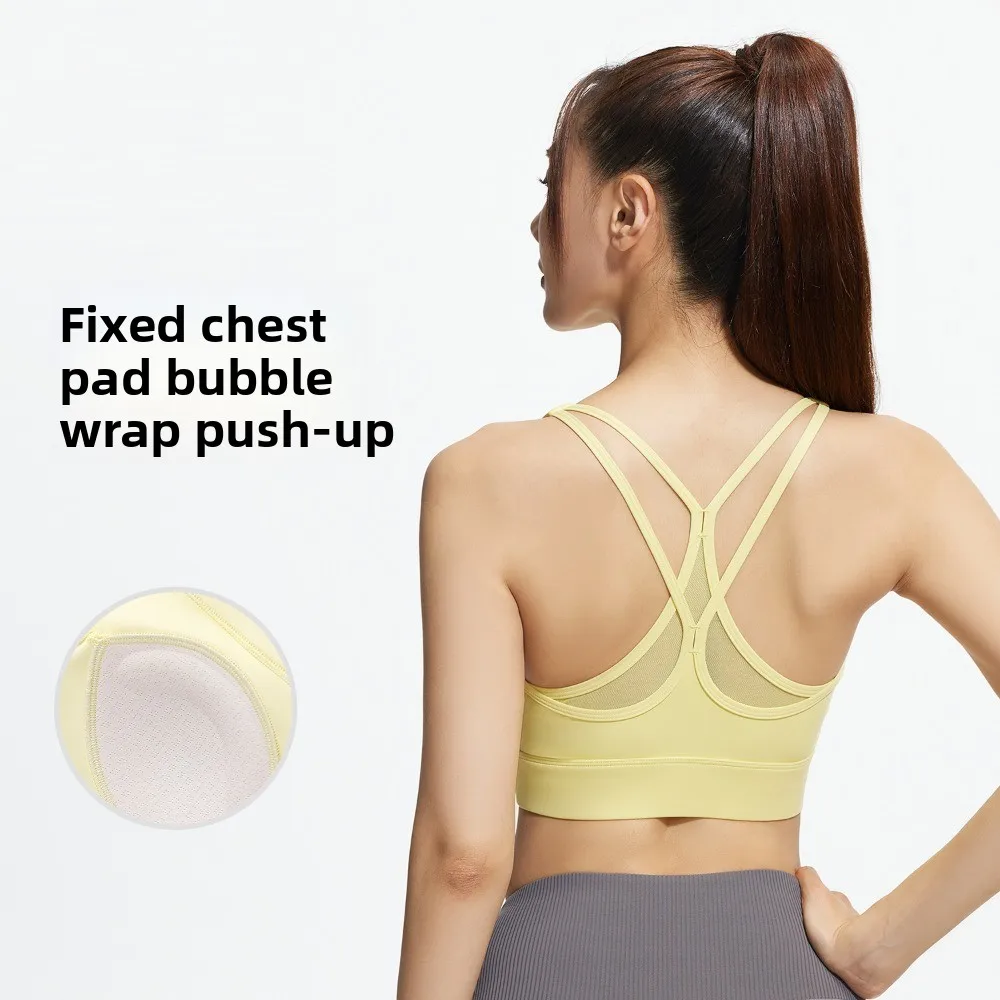 

Fitness Crop Top Beauty Back Sports Bra Slim Shockproof Yoga Underwear Breathable Anti Sagging Training Fitness Bra Girls