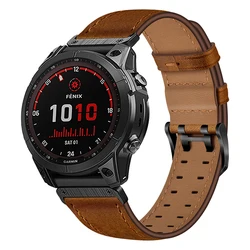 Crazy Horse Leather Watch Band For Garmin Fenix 7X 6X Pro 5X Plus/Enduro/Descent Mk2 Mk2i Strap QuickFit 26mm Watchband Bracelet
