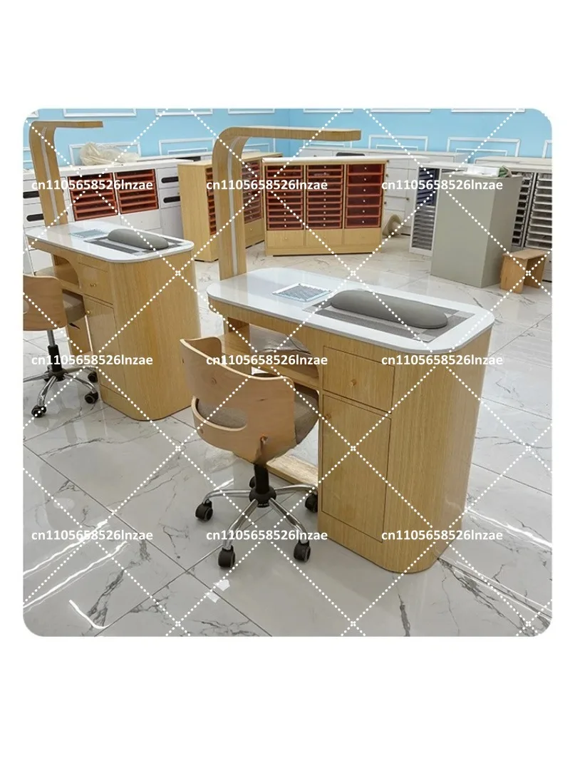 Modern Ins Nail Table with Manicure Lamp, Salon Furniture for Professional Use