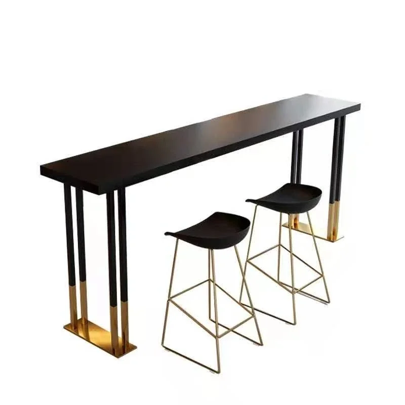 

Creative wood restaurant hotel tables and chairs coffee milk tea shop Internet celebrity black and gold bar table