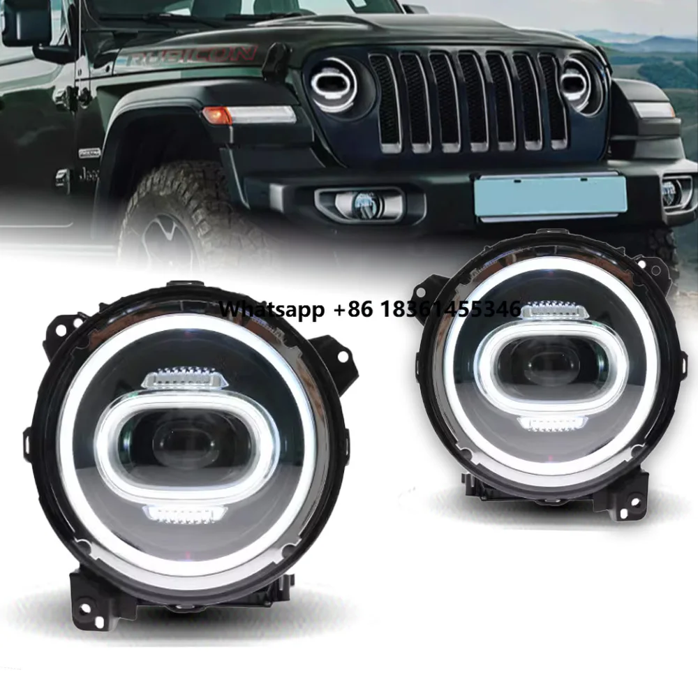 

AKD Head Lamp for Wrangler LED Headlight 2018-2021 Headlights Wrangler DRL Turn Signal High Beam Angel Eye Projector Lens