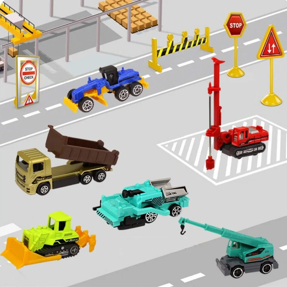 

Набор из 4/6 шт. миниатюрных металлических моделей строительной техники 1:64, 2 стиля, классические модели строительных машин