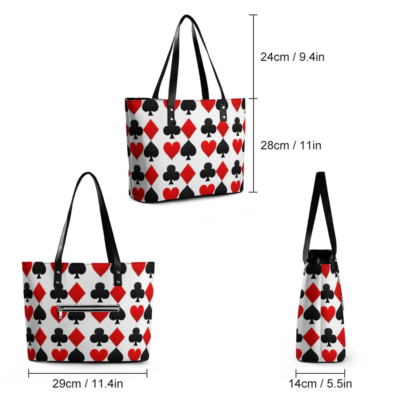 Playing Poker Card Handbags Hearts Diamonds Clubs Spades Top-Handle Tote Bag Streetwear Shoulder Bag Outdoor Print Shopper Bags