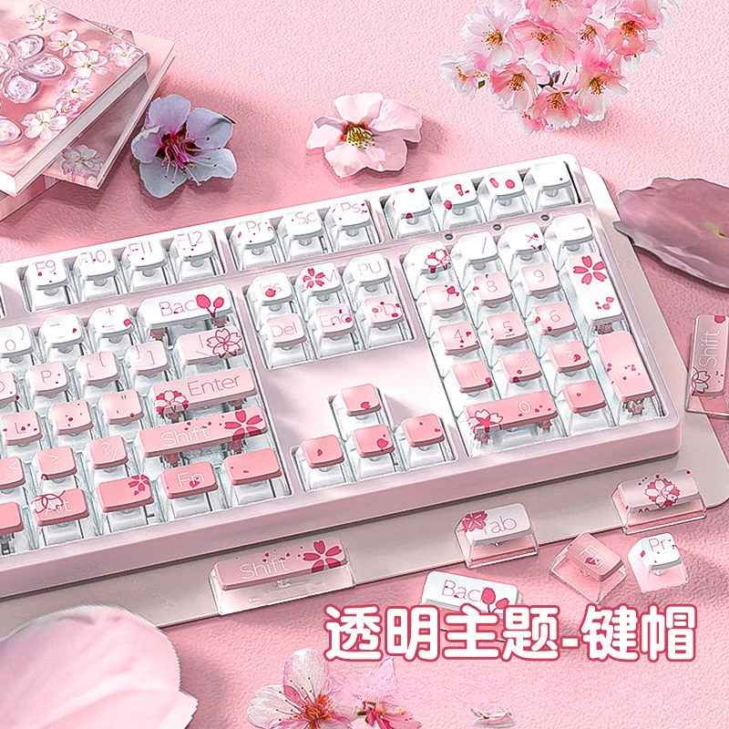 

Pink Gradient Pudding Translucent Keycaps 116 Keys ASA Profile Sublimation Keycap for Mechanical Keyboards Keyboards Accessories