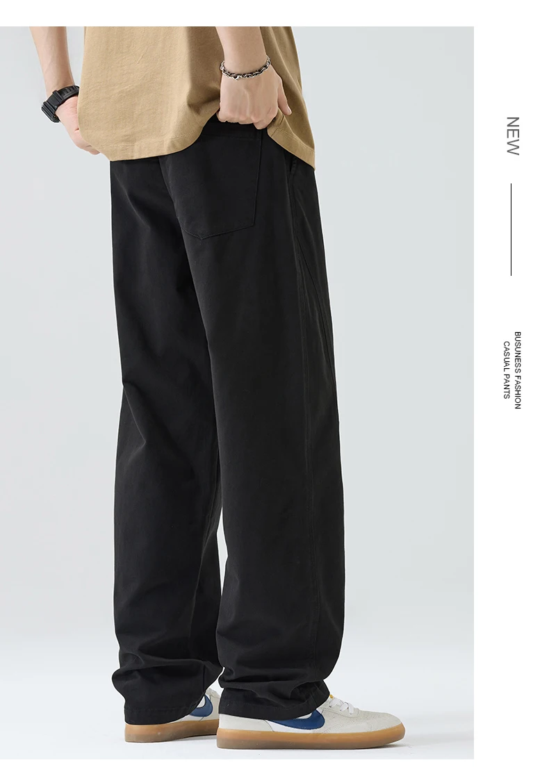 Bequeme Herren-Baumwollhosen | Frühling Sommer Gerade Geschnittene Weite Hose | Lässige Weite Hosen für den Alltag S-4XL – Detail 10