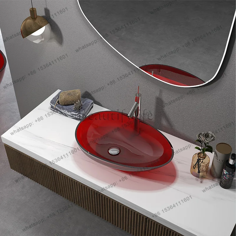 Color transparent resin table washbasin household bathroom facial wash art basin