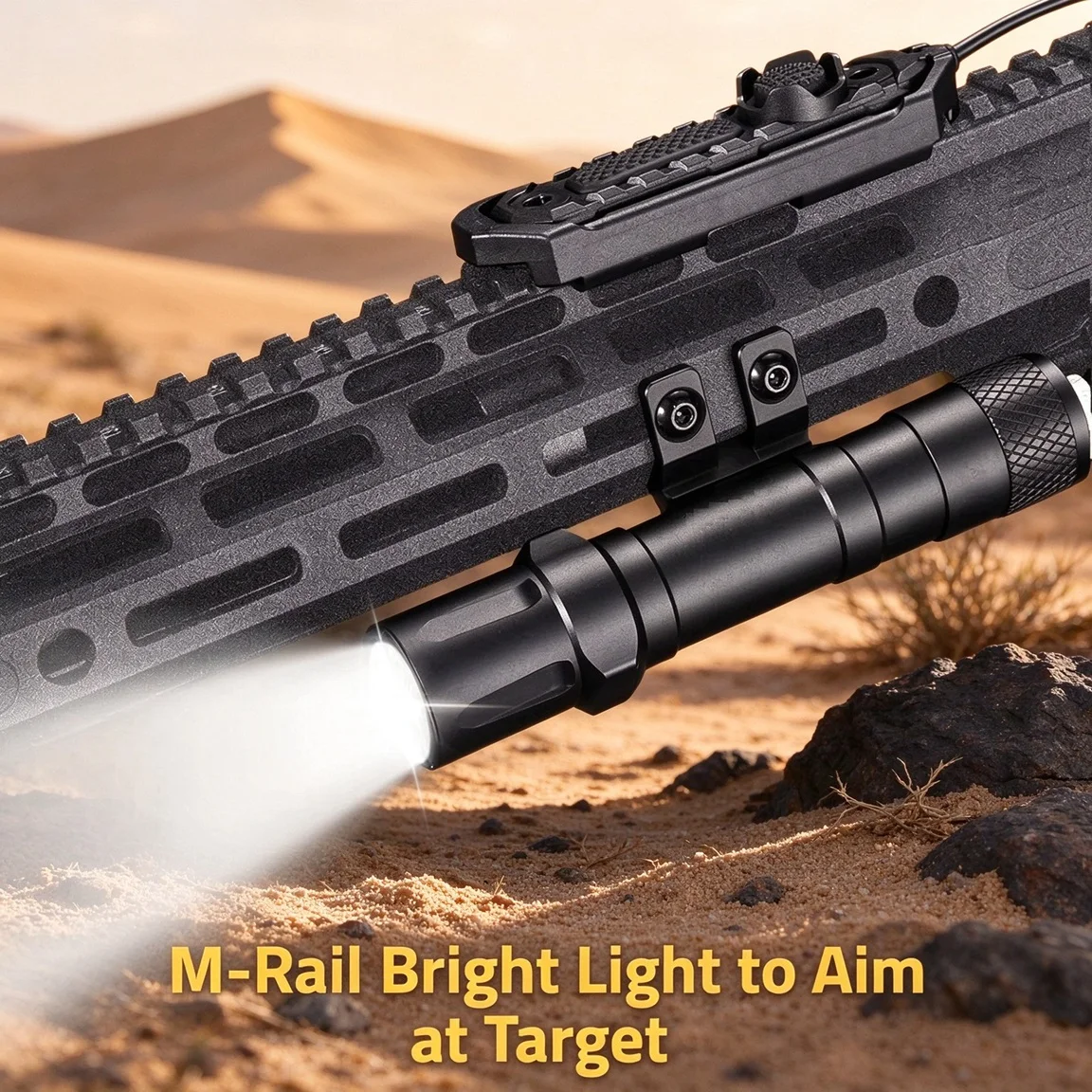 RichFire 2000 Lumens Tactical LED Flashlight, Fits M-LOK Rail Rechargeable Rifle Torch Light Outdoor Target Training Accessory
