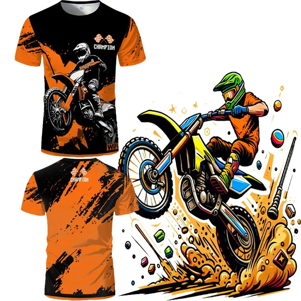 

Men's Motorcycle Racer Printed T-shirt Outdoor Extreme Sports Breathable Short-sleeved Off-road Enthusiasts Must-have Tops