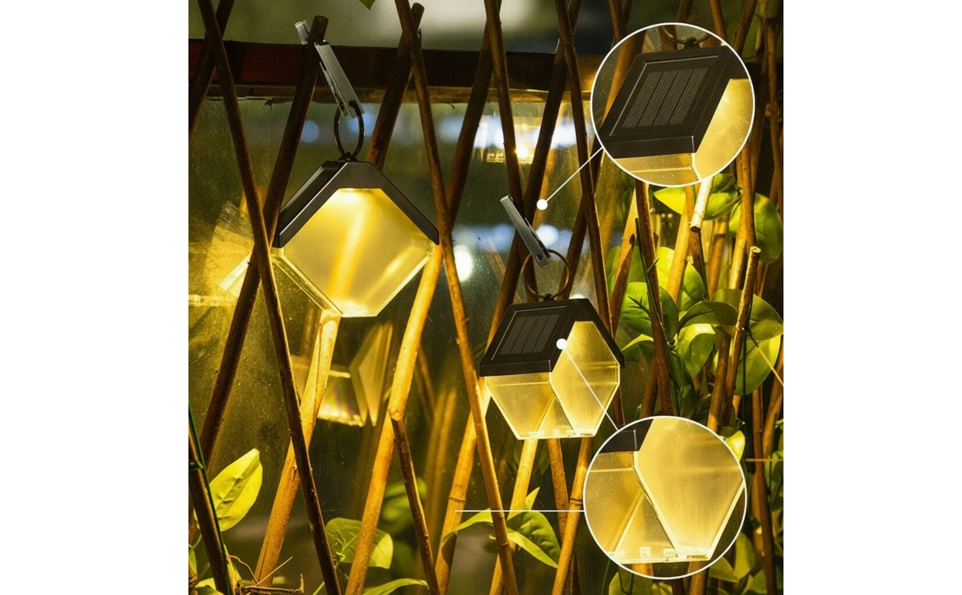 Ice Brick Solar Light Energy-Saving Solar Lantern with Hook Outdoor Hanging Lantern Rechargeable Long-Lasting for Garden, Patio