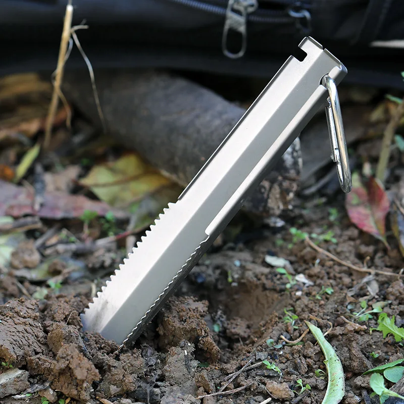 

Ultra-Light Portable Titanium Garden Shovel Industrial Grade Multifunctional Camping Spatula with Serrated Edge
