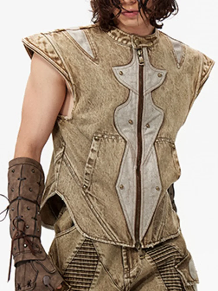 HKSH Lente Herfst Nieuwe heren Tij Y2K Origineel Ontwerp Streetwear Donkere High Street Style Verontruste Gedrapeerde Denim Broek Ins HK5253