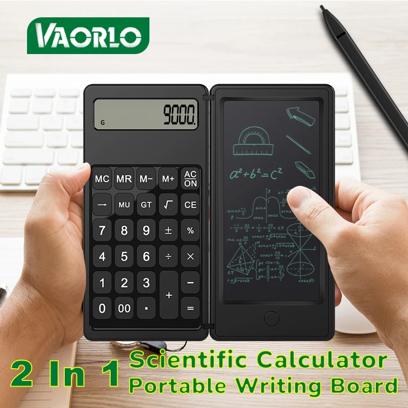 Portable 12 Digit Display 6 Inch Scientific Calculator With Writing Tablet With Stylus Pen Erase Button For Office Students Kids