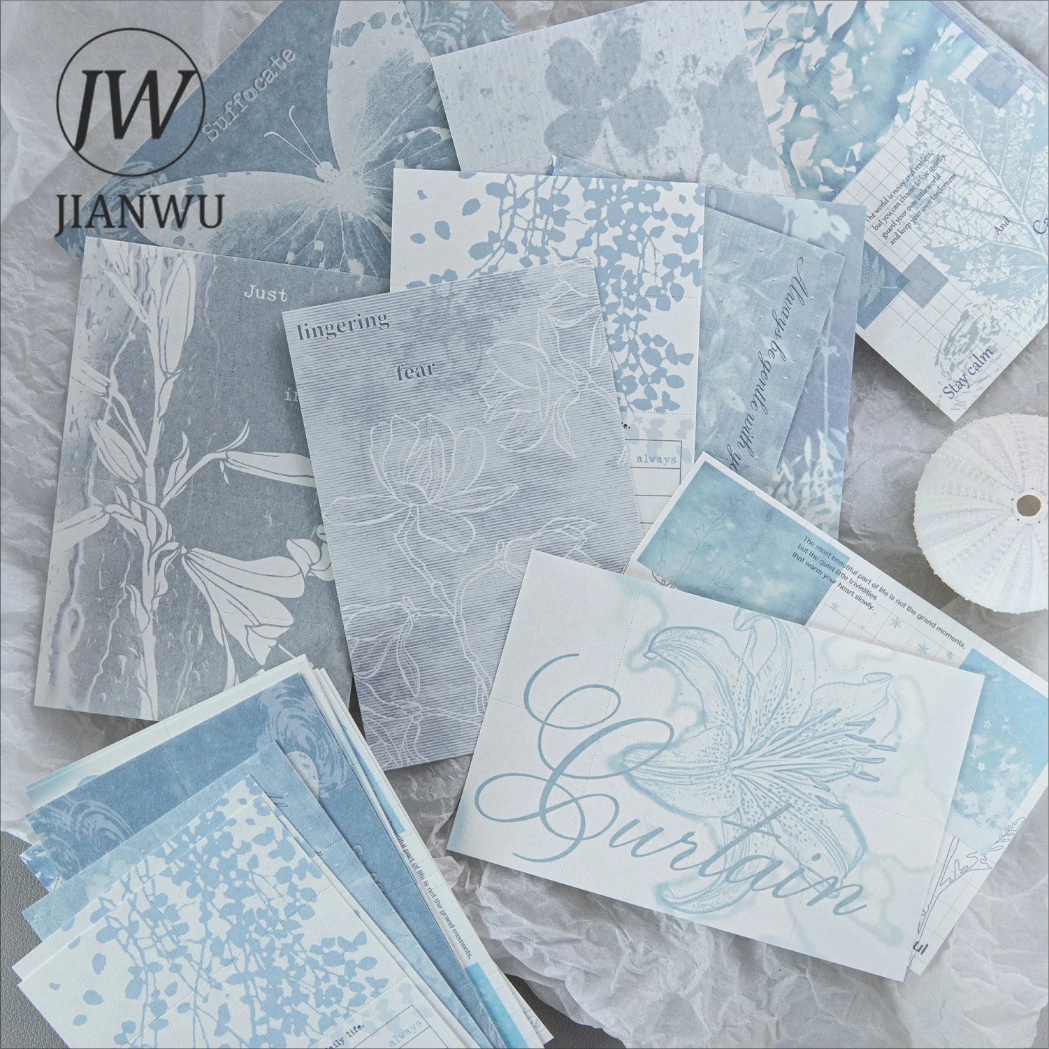 JIANWU Vintage Plant Flower Shadow Landscape Collage Scrapbooking Material Paper Creative DIY Junk Journal Stationery
