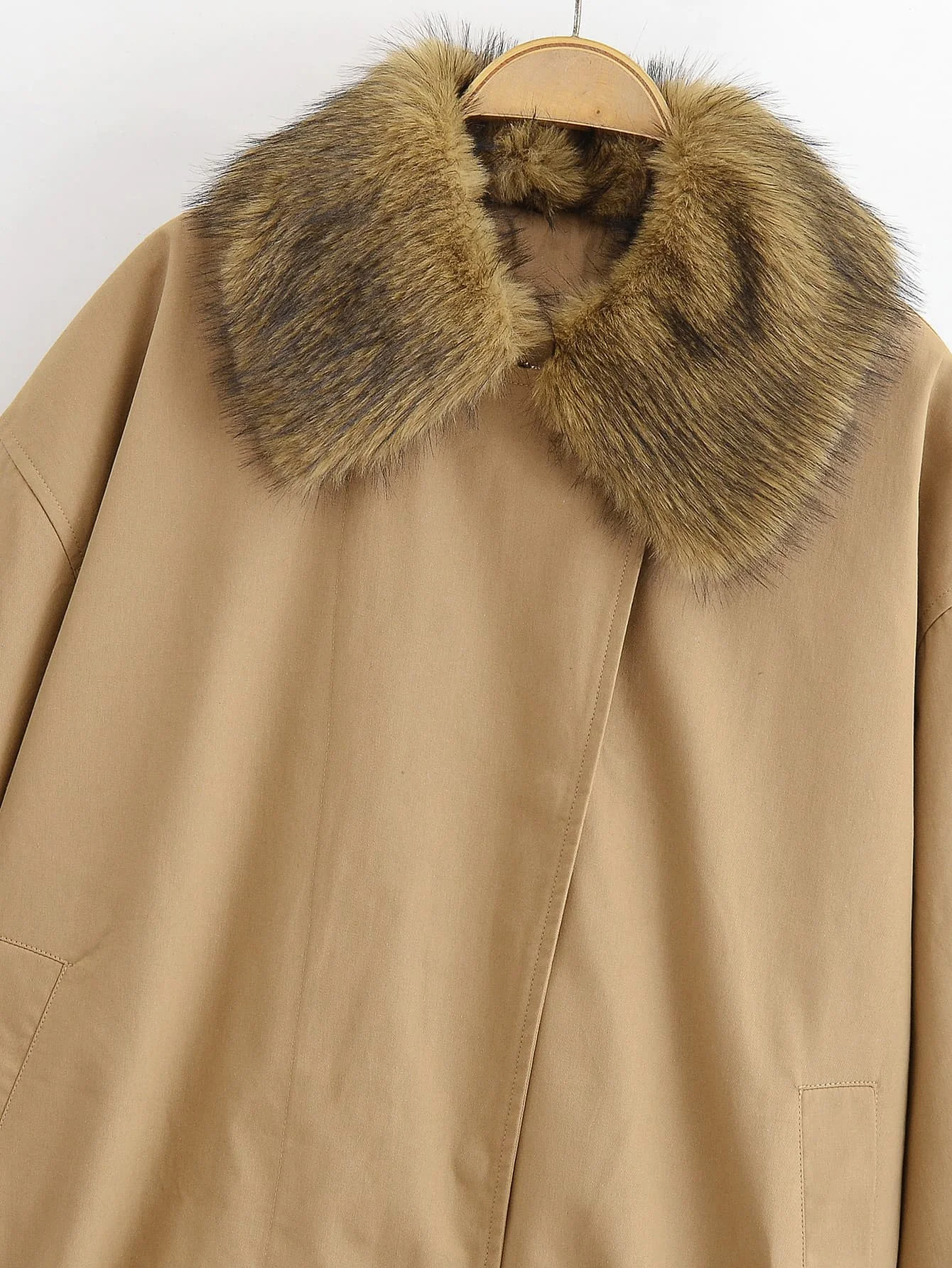 Giacca spessa da donna Cappotto femminile Autunno inverno Manica lunga Colletto in pelliccia sintetica rimovibile Moda casual Giacche larghe Abbigliamento