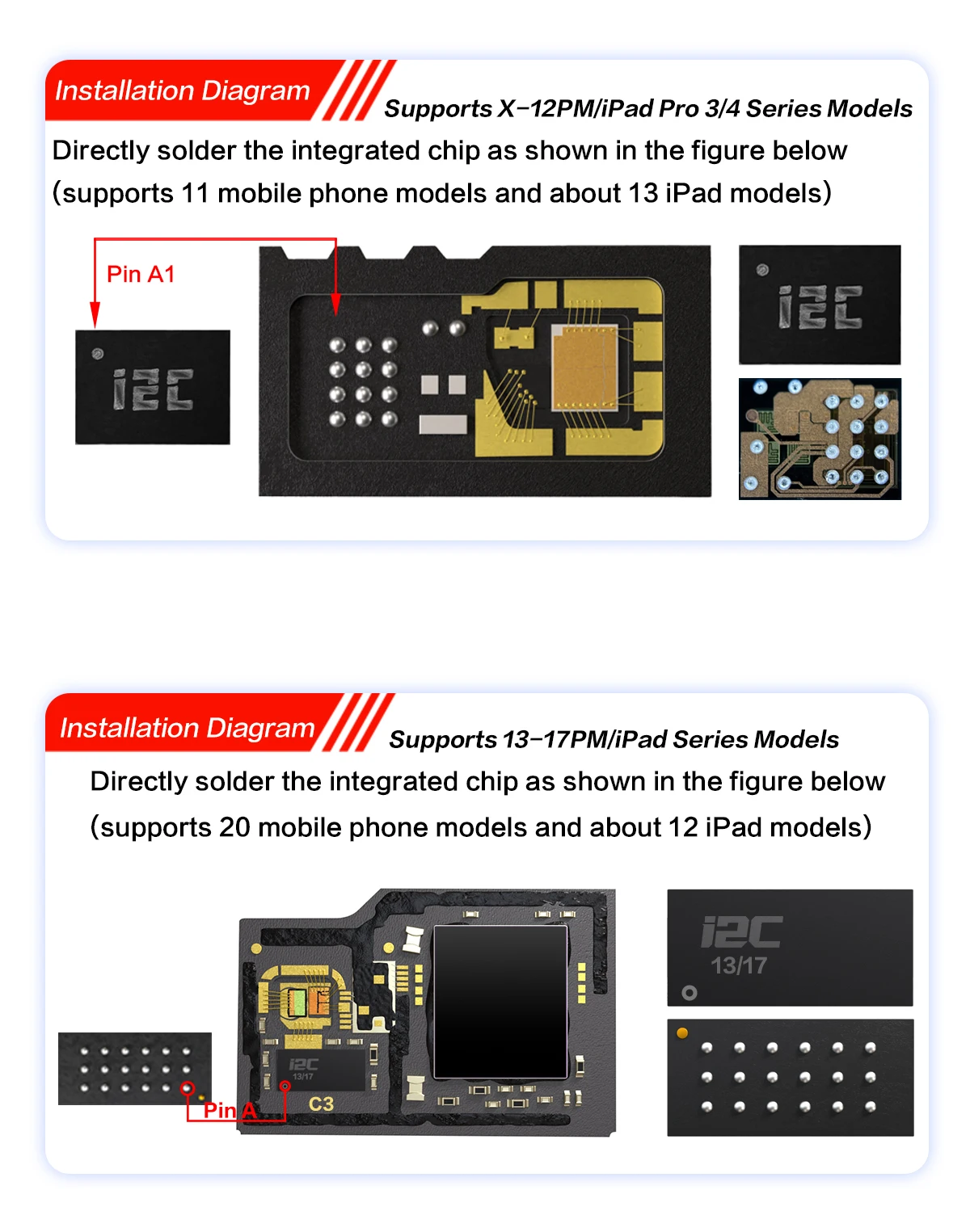 

I2C Dot Matrix Repair Tool Kit for iPhone 13-17 Pro Max & Air, Face ID IC Chip Repair & Replacement Tools Set