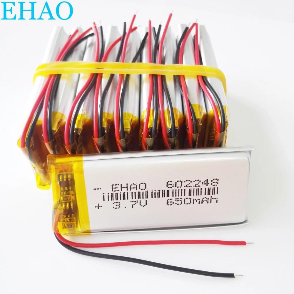 

Wholesale 10 PCS 3.7V 650mAh Lithium Polymer LiPo Rechargeable Battery 602248 Power For Mp3 GPS Vedio Game Bluetooth Eearphone
