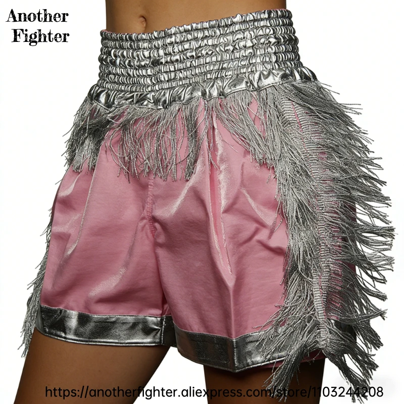 

Шорты для тайского бокса с кисточками, простые боксерские шорты для женщин, мужчин и детей, высококачественная атласная ткань, клетка ММА, боевые штаны для кикбоксинга